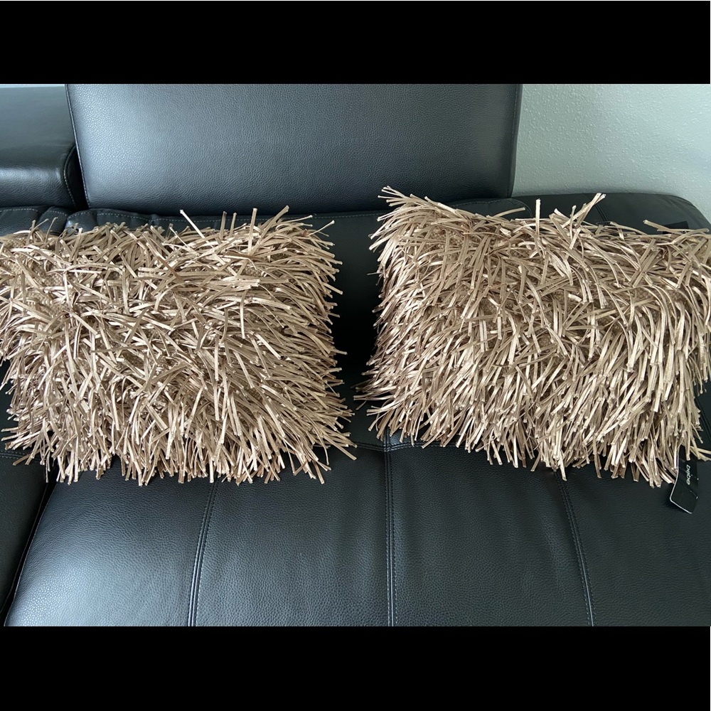 Rose Gold fringe pillows